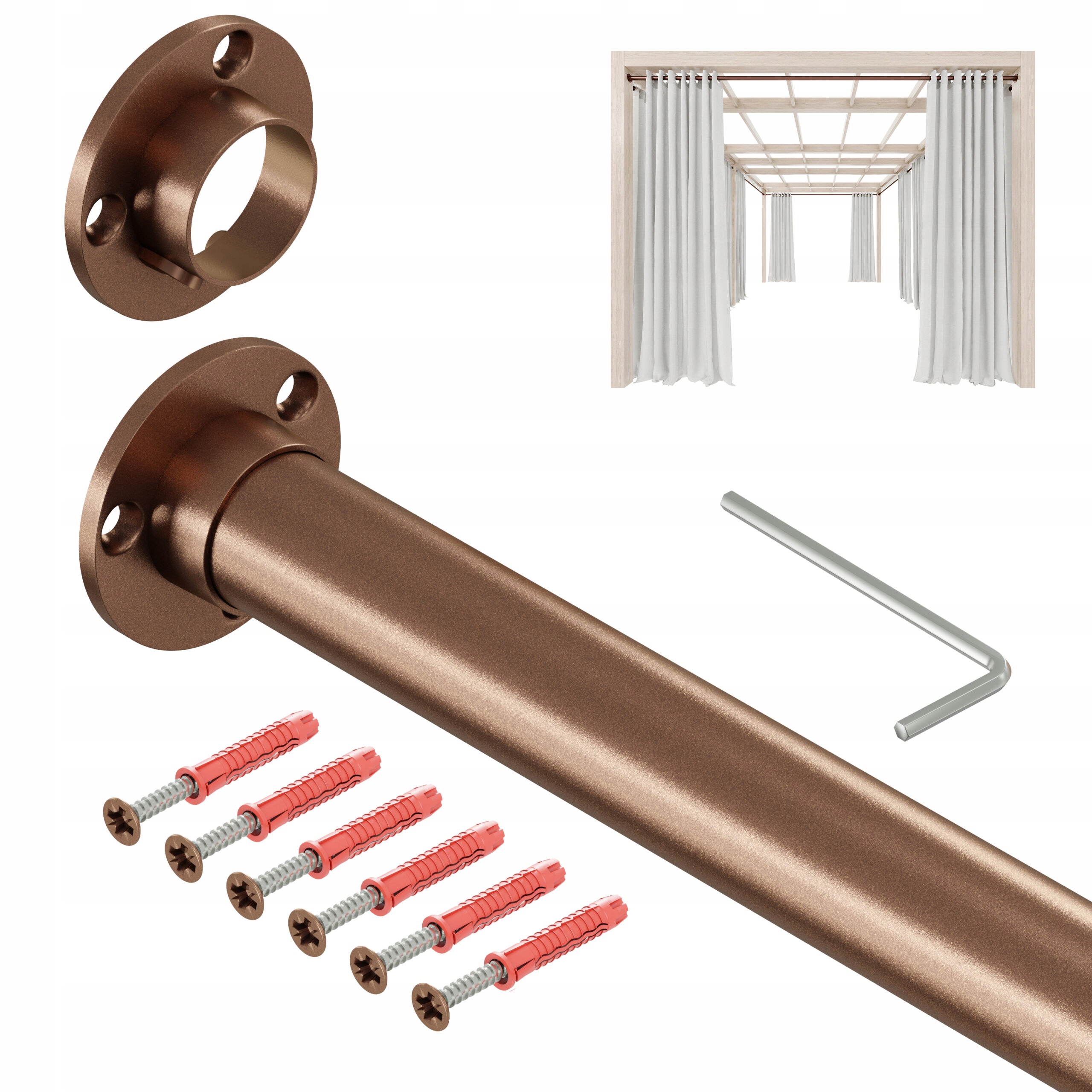 Tyč Na Zahradní Záclony Do Altánku Balkon Terasa fi 25 mm 400 cm Měděná