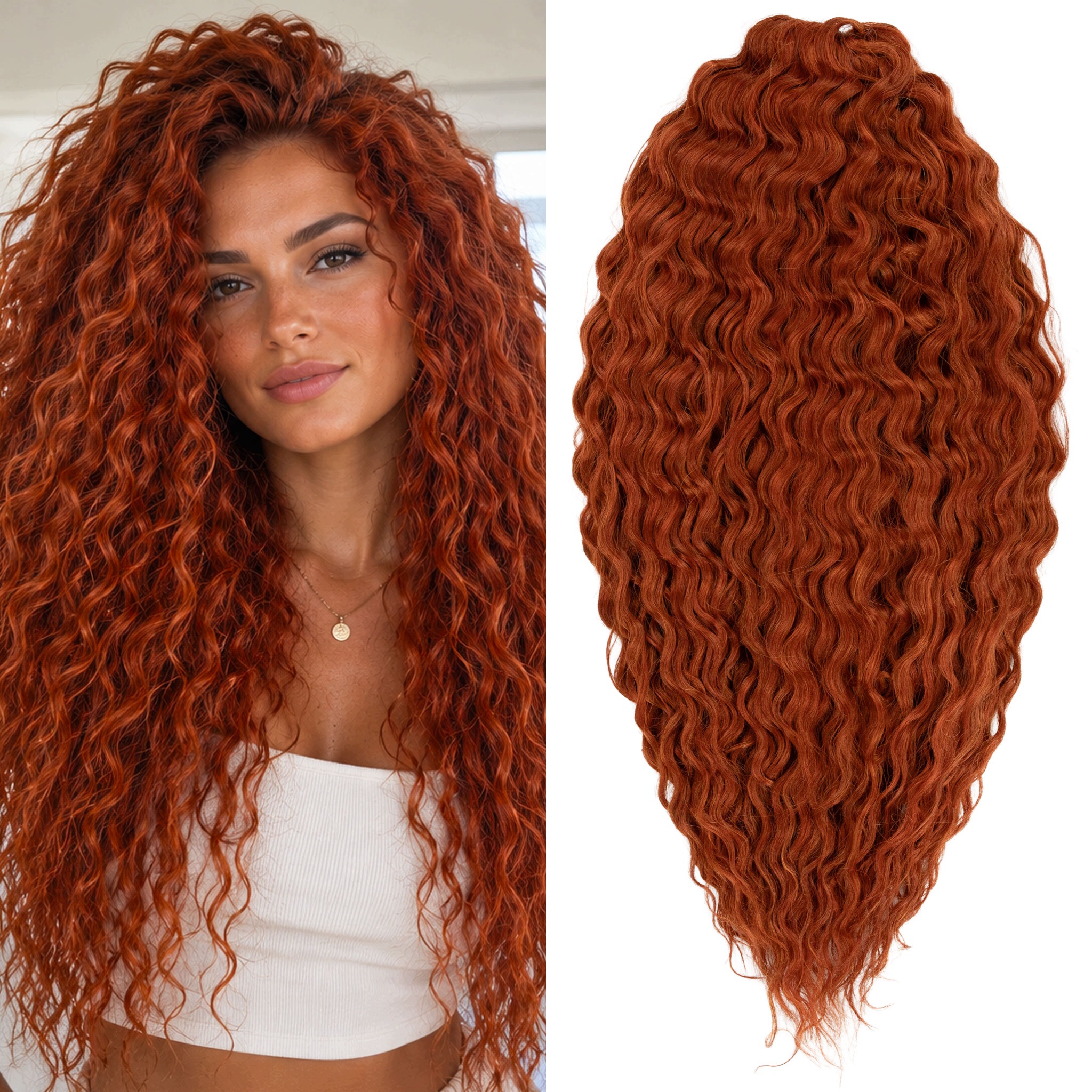 Włosy syntetyczne fale Afroloki Ariel Pro Arielki rudy czerwony 55cm 300g
