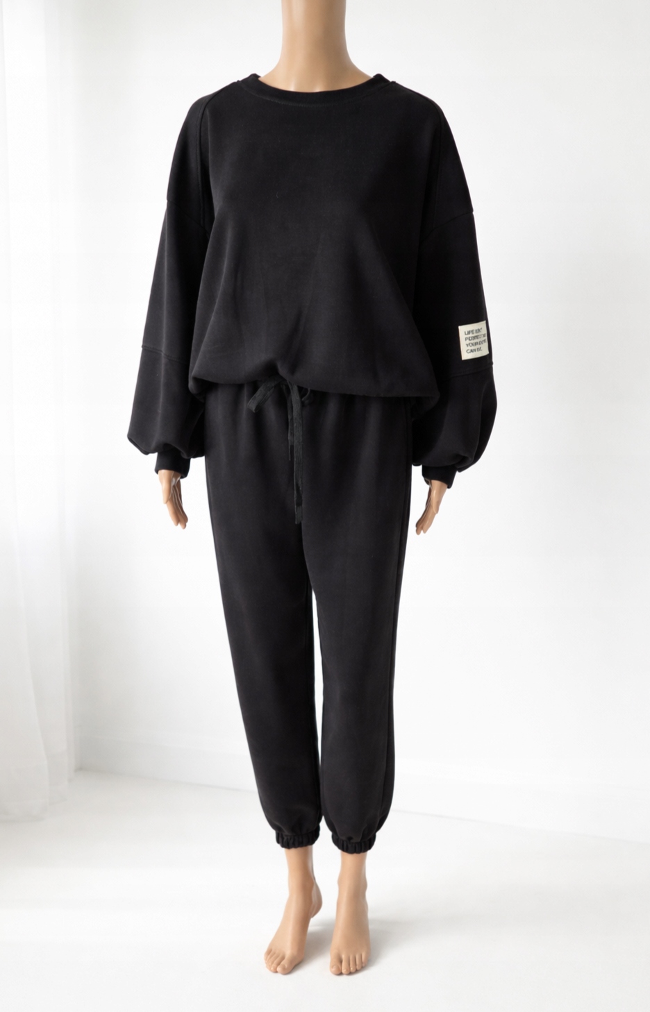 Azara komplet dresowy damski włoski masełko oversize uniwersalny czarny