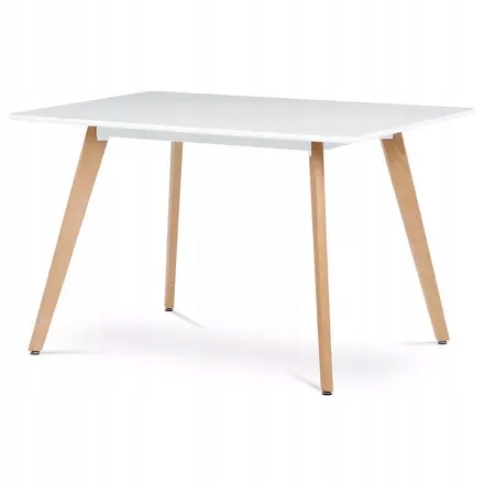 Autronic Jídelní stůl 120x80x74 cm, Mdf, bílý matný lak, masiv buk