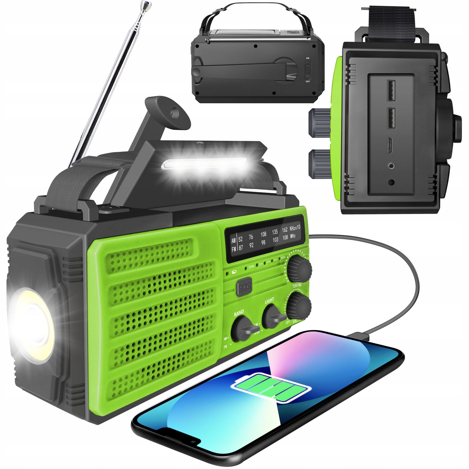 

Radio solarne dynamo Am/fm powerbank 8000 mAh