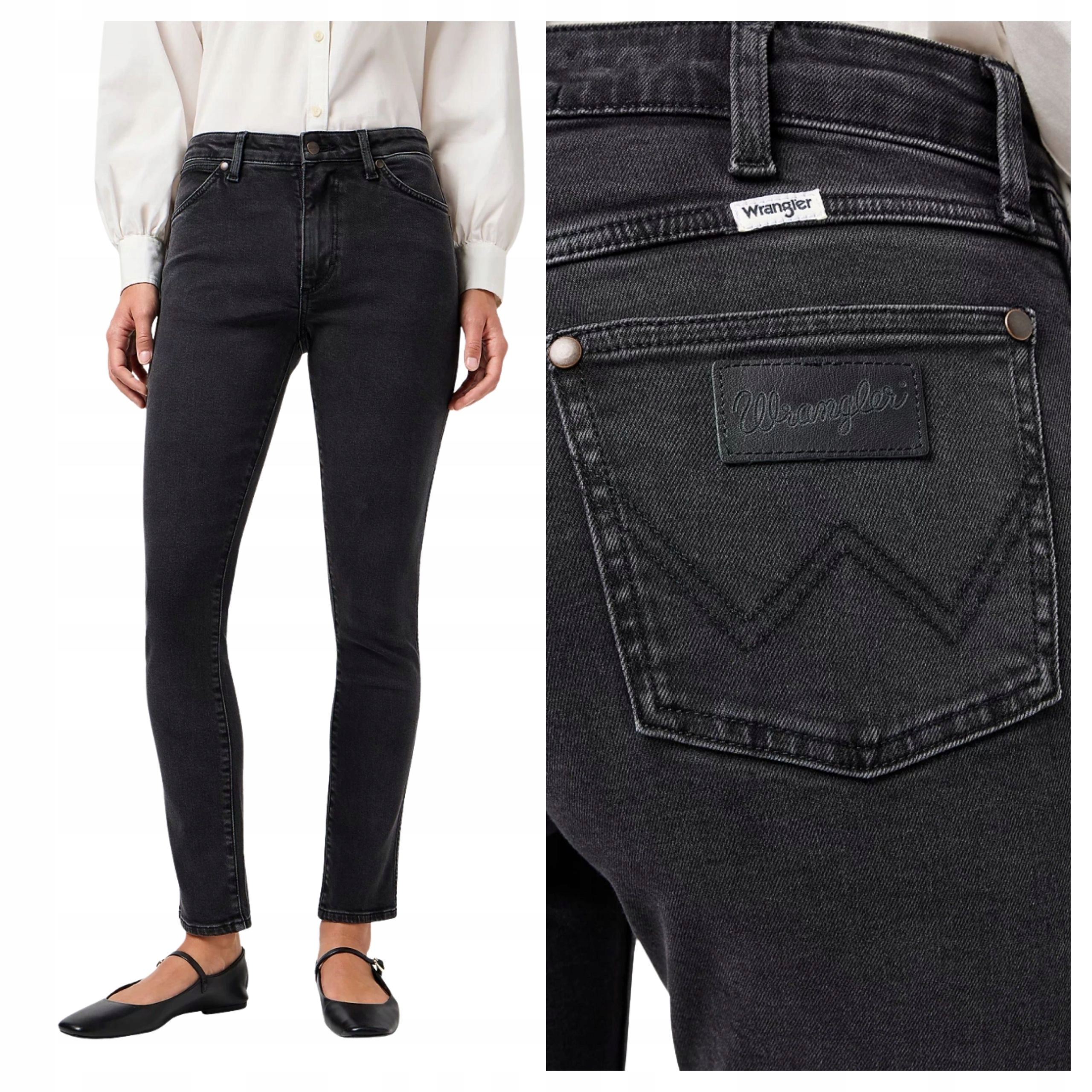Dámské kalhoty Wrangler Sienna Džínové Přiléhavé Černé W28 L30