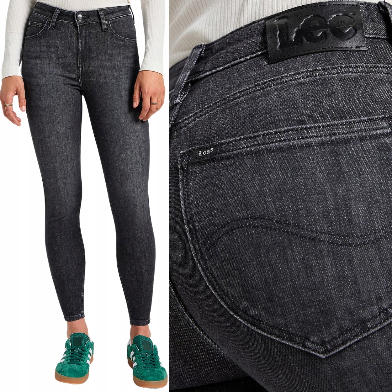 Lee Scarlett High Zip Last Strike šedé vysoké trubky se zámky 7/8 W27 L33