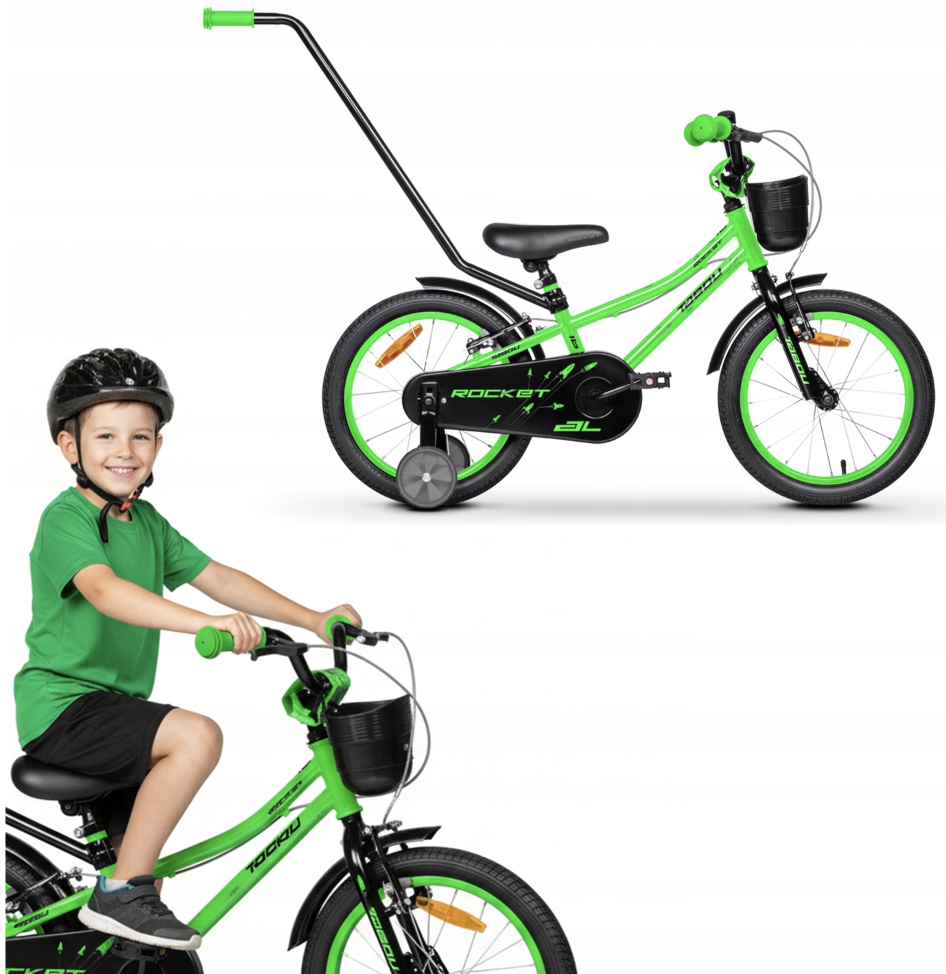 Rower Dziecięcy Rowerek 18 Cali Dla Chłopca Prowadnik Koła Boczne Tabou