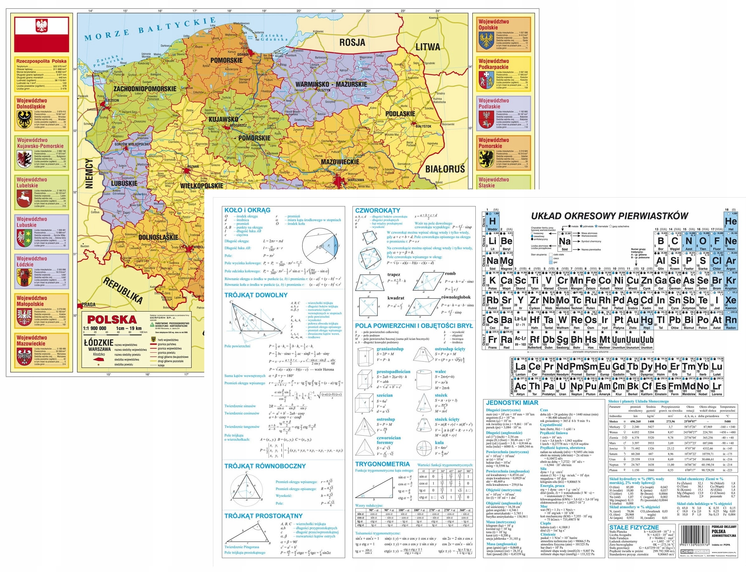 PODKŁAD NA BIURKO POLSKA MAPA PIERWIASTKI GEOMETRI