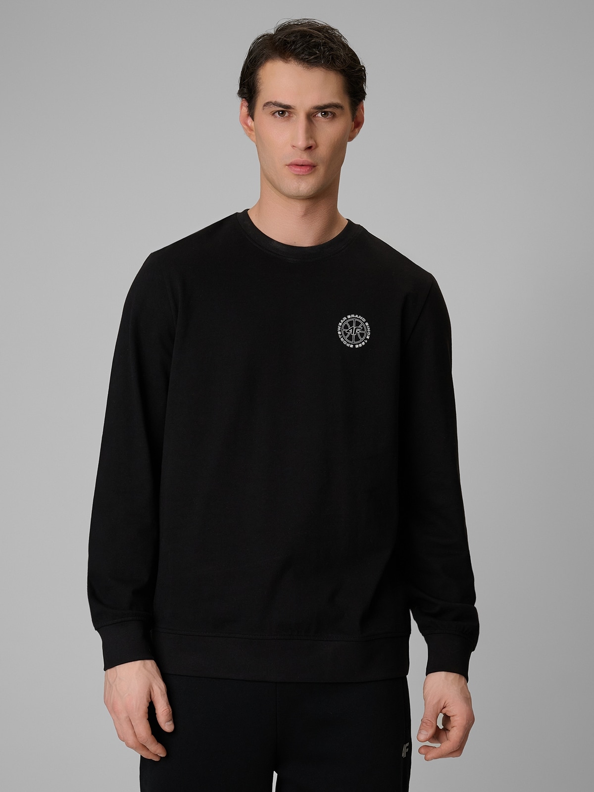 4F Longsleeve Pánský Černý Regular Hladký Bavlna L