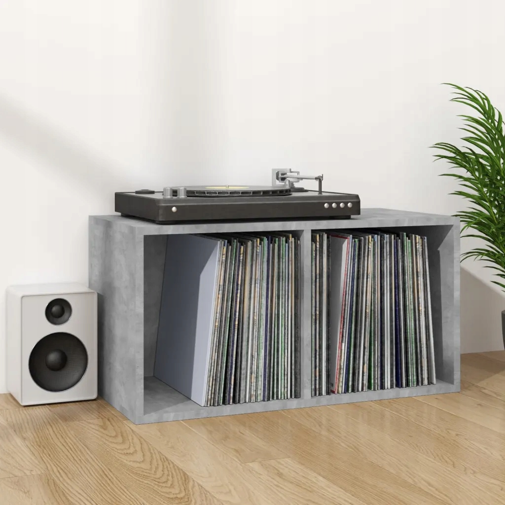 Úložný box na Lp desky betonově šedý 71 x 34 x 36 cm kompozit Šedá 800121