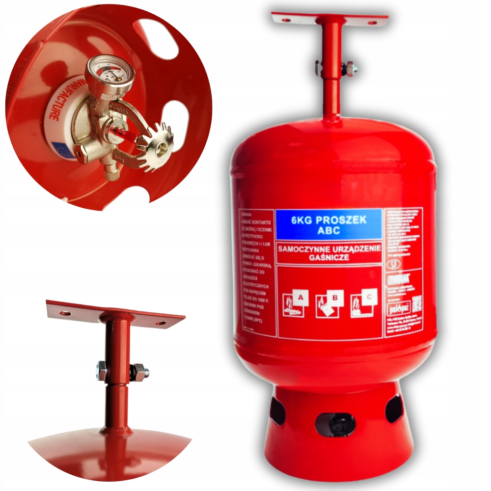 Automatyczne Samoczynne urządzenie gaśnicze SUG-6x z Wieszakiem Abc 6kg