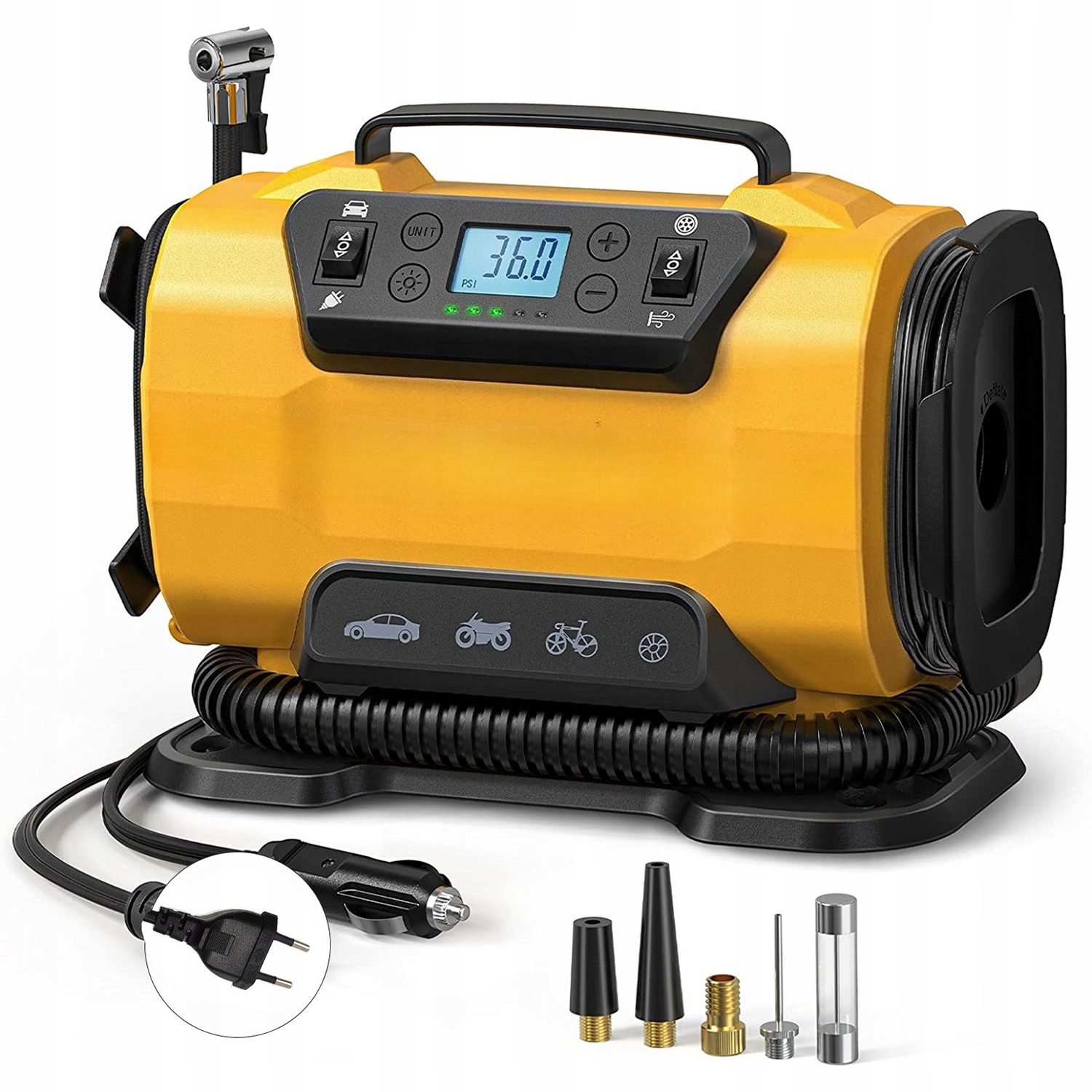 Automobilový Kompresor 12V 230V Pumpa S Baterkou 10 Bar Na Pneumatiky Auta A Matracov