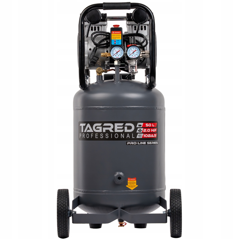 KOMPRESOR BEZOLEJOWY 50L 10 BAR R2 PIONOWY STOJĄCY CICHY MOCNY