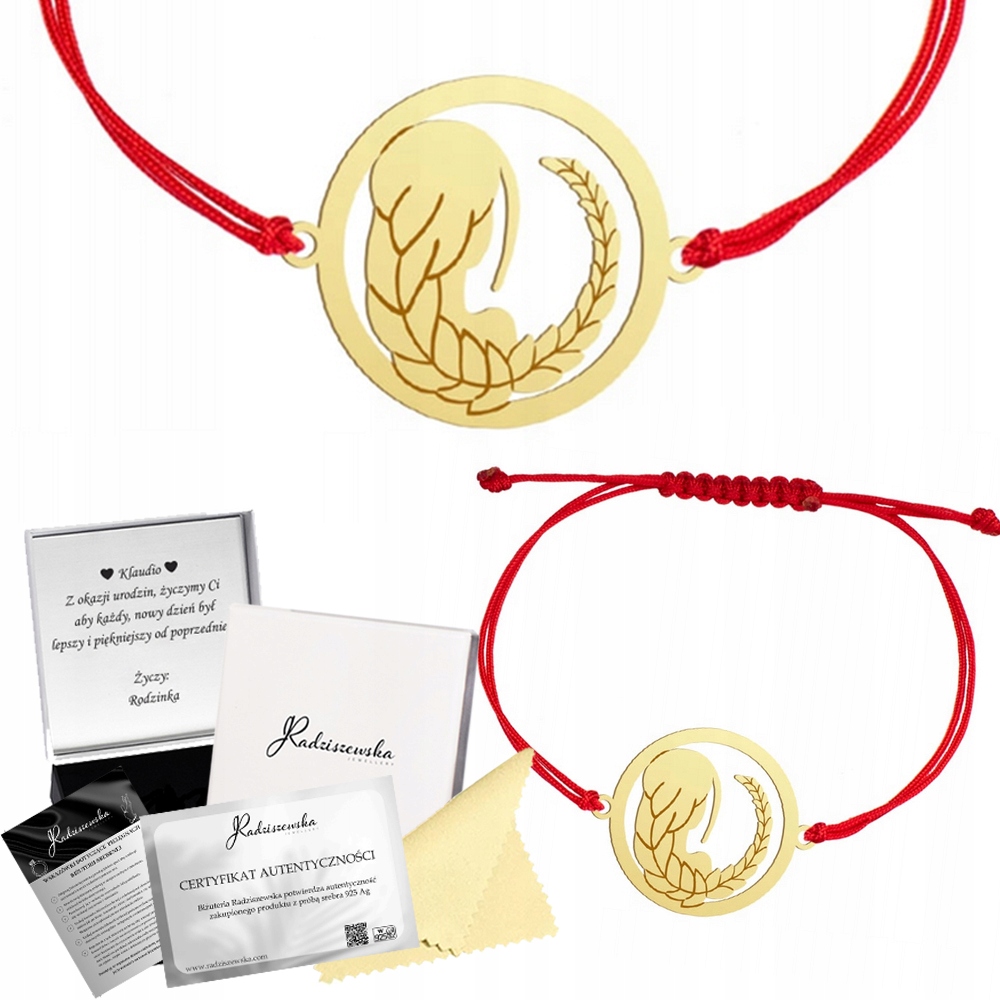 Náramek Zlatý Znamení Zvěrokruhu Panna Šňůrka Dárek 925 Gravírování Bonus