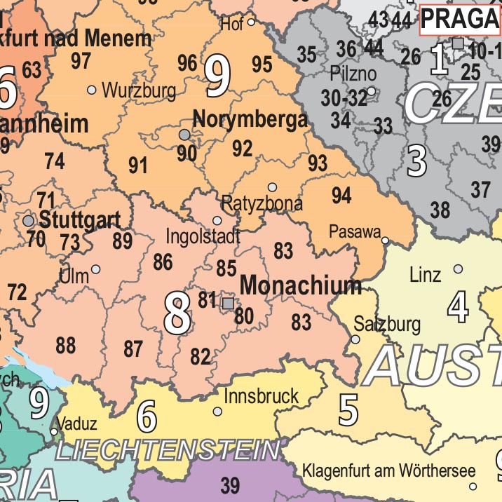 Mapa Europy Kodowa EUROPY PODKŁADKA na biurko kod0004 dobremapy.pl 5szt. Region EUROPA