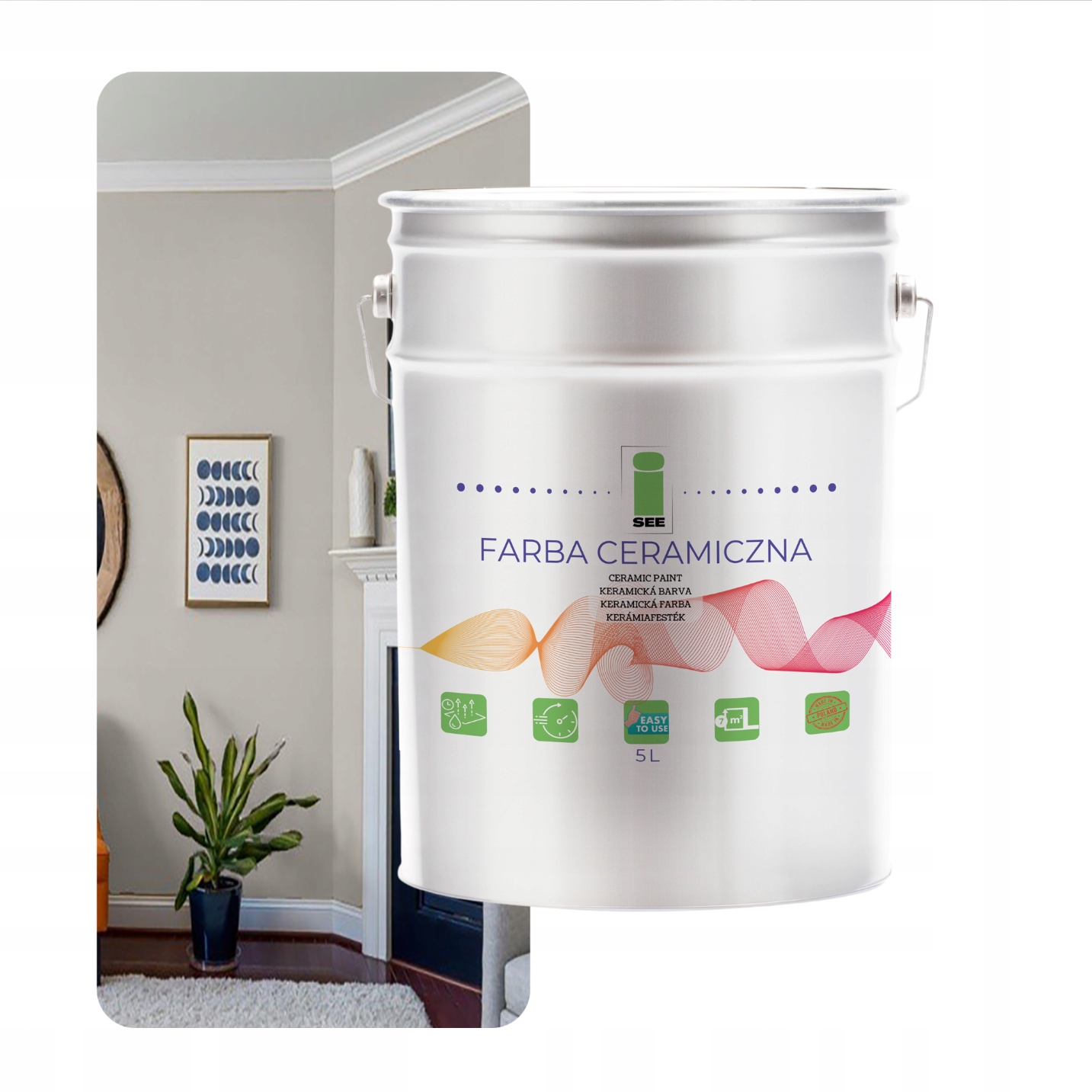 Keramická Umývateľná Stenová Farba Na Steny, Šedá, Svetlosivá, 5 L, Odolná Voči Škvrnám