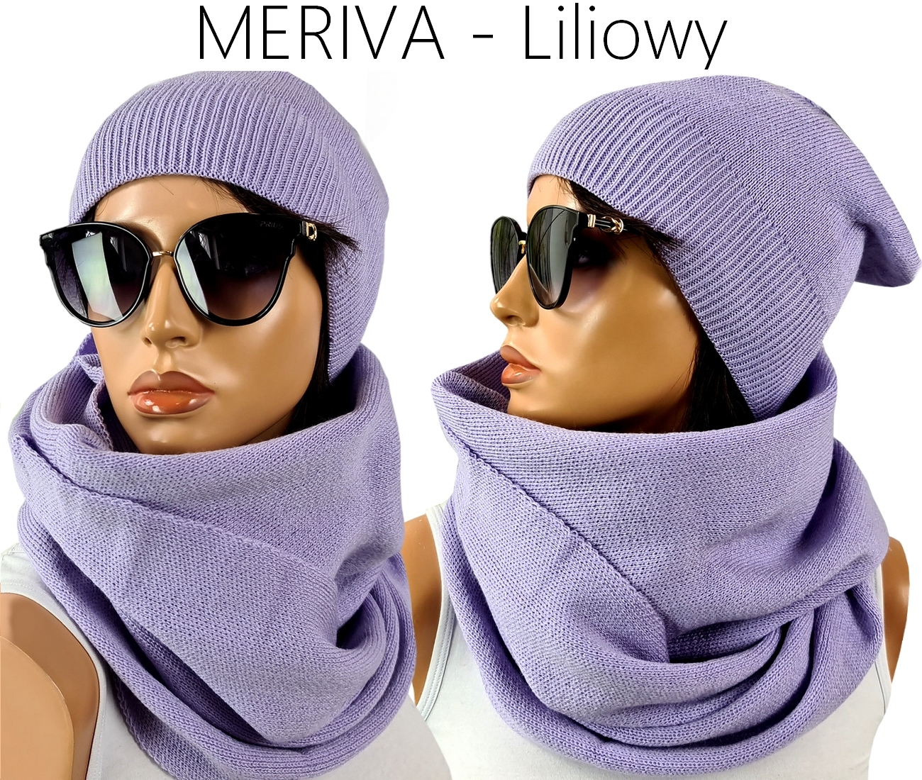 POLSKI KOMPLET CZAPKA + DUŻY KOMIN zimowy KOLORY Wzór dominujący bez wzoru