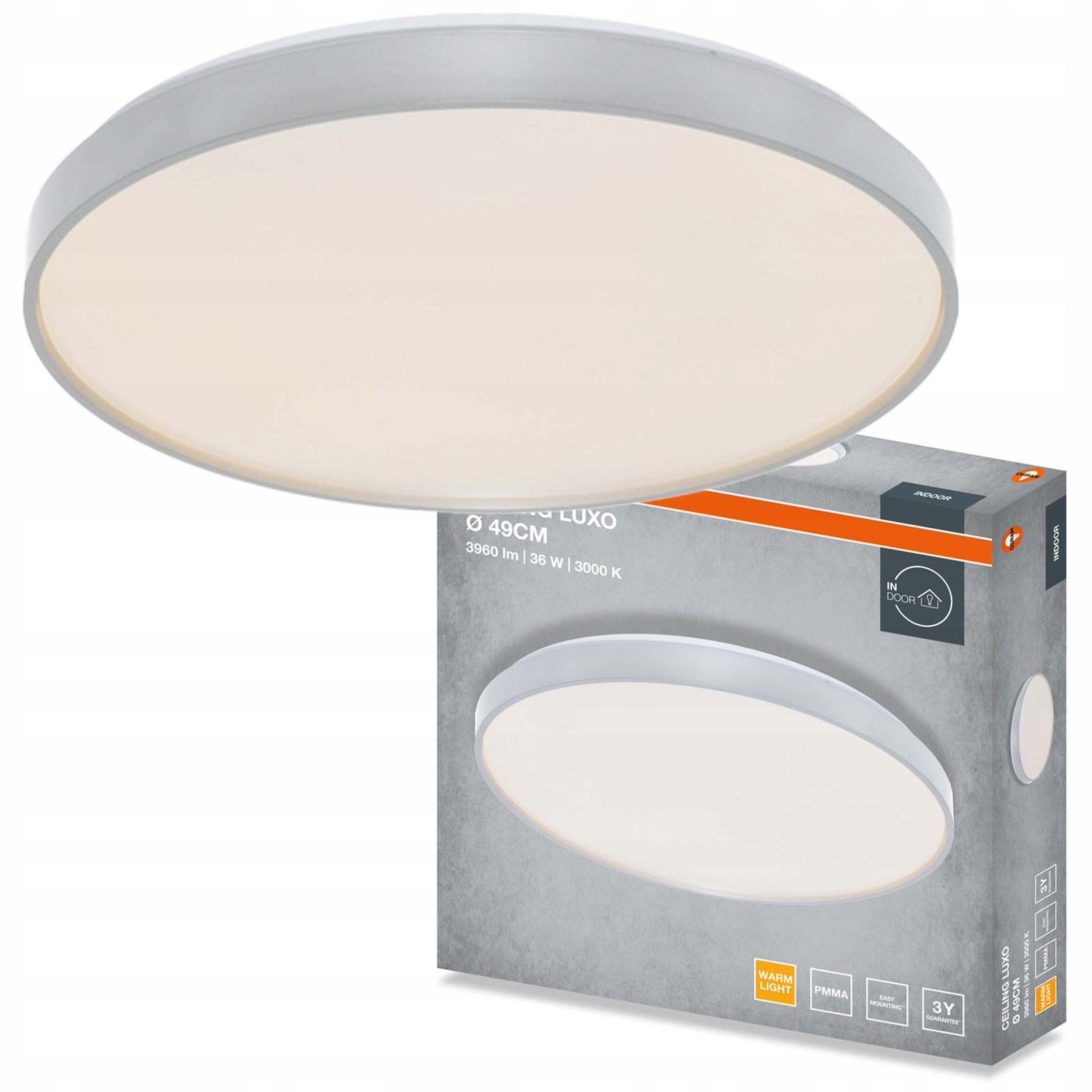 Stropní Svítidlo Led nástěnné svítidlo 36W 1980lm 3000K Kulatý stříbrné Luxo Osram
