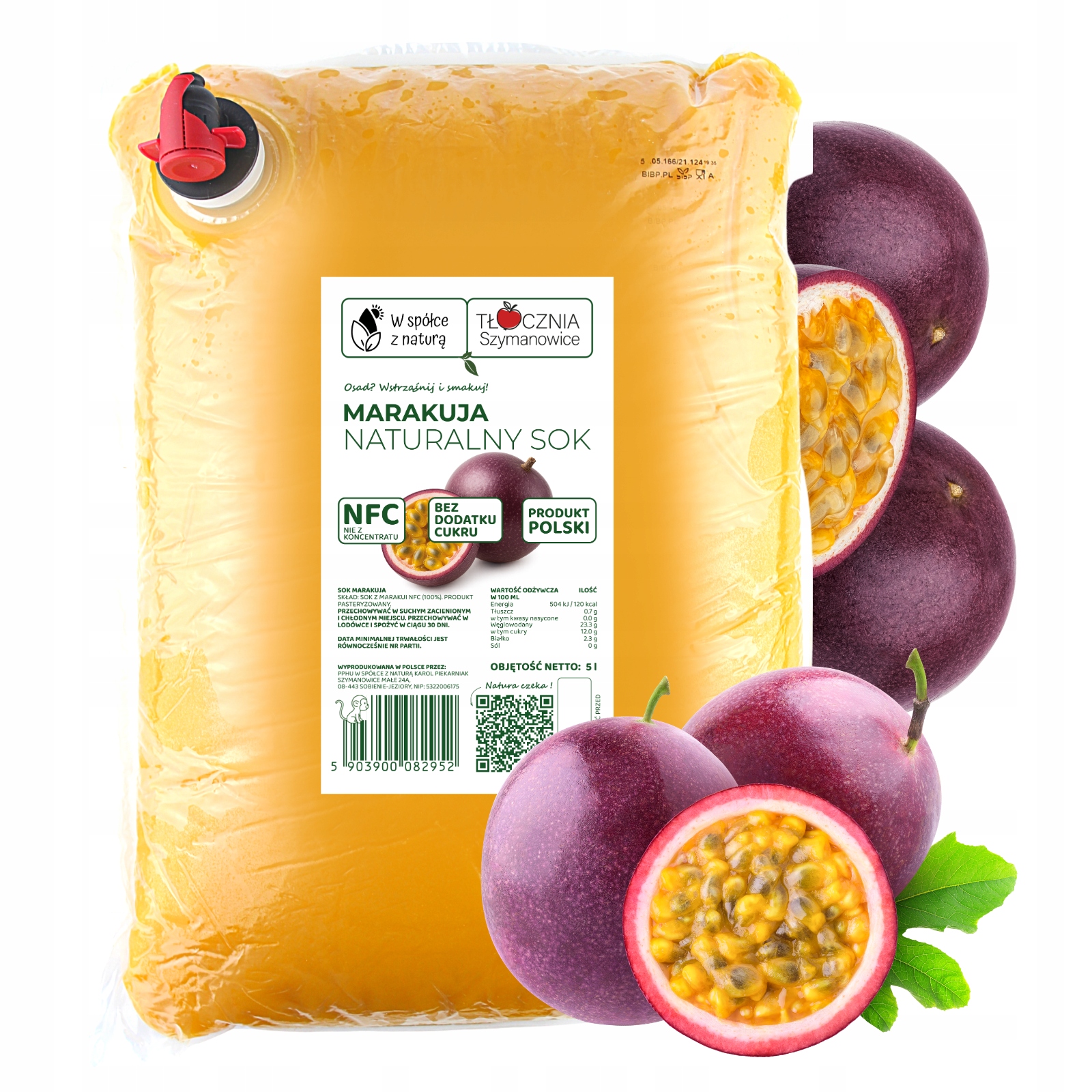 Sok z Marakui Tłoczony Naturalny 100% Soku Marakuja Nfc 5 L Bez Cukru