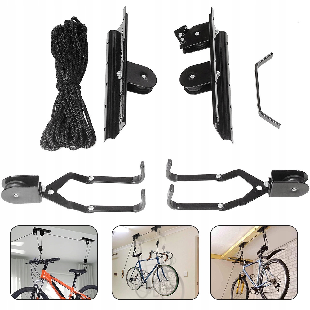 Stropní Věšák Na Kolo S Výtahem, Nástěnný Držák Pro 2 Jízdní Kola, Nosnost 50 Kg