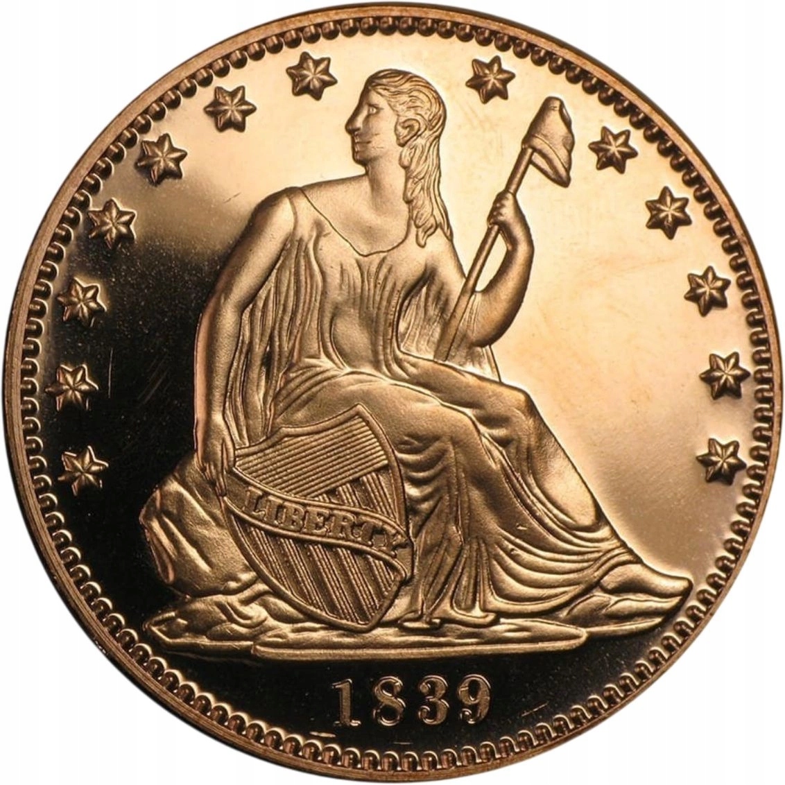 1 uncja miedzi Seated Liberty próba 999 w Kapslu