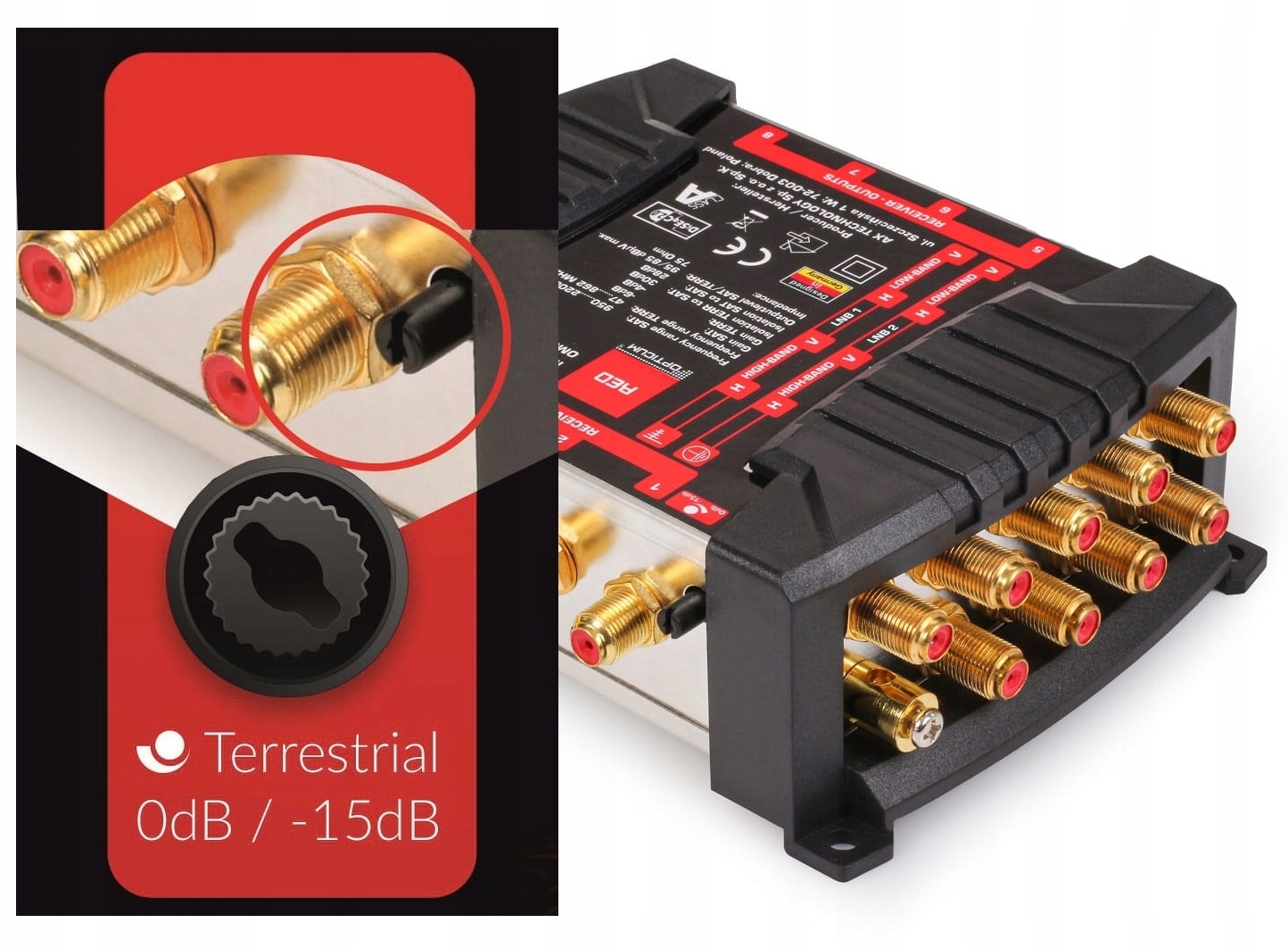 MultiSwitch 9/ 4 TV 2x SAT Astra Hotbird + DVB-T2 Kod producenta Multiswitch Opticum OMS 9/4 DVB-S2 DVB-T