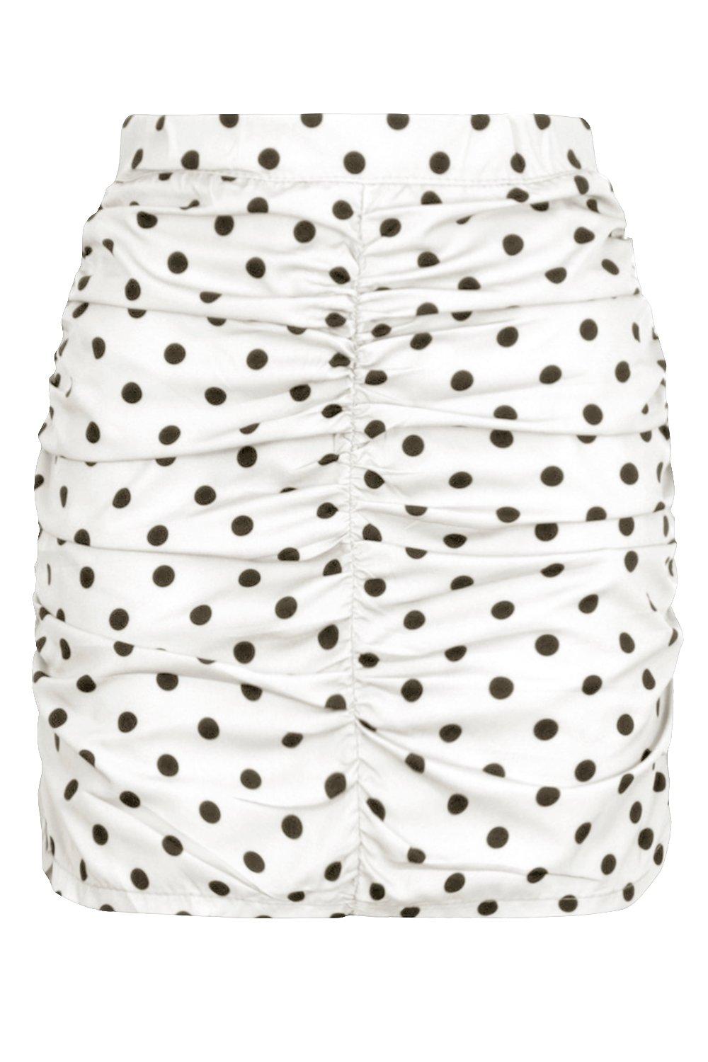 BOOHOO SPÓDNICA BIAŁA GROSZKI OŁÓWKOWA 34 XS AAA Marka Boohoo