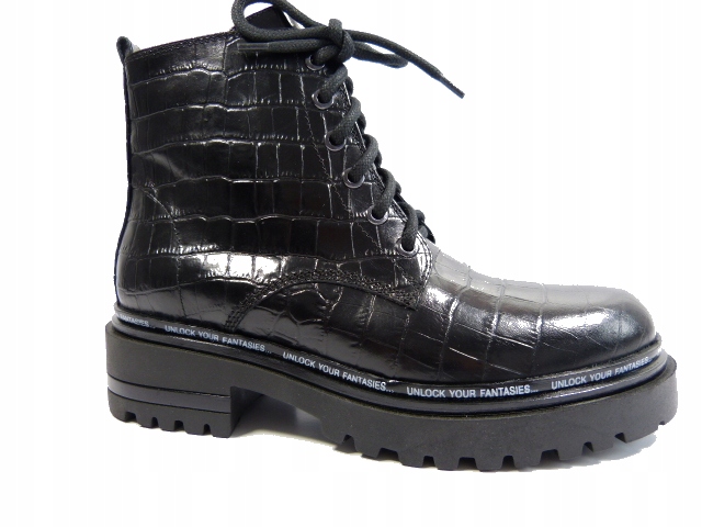 kotníkové boty boty Carinii 38,5 černé kožené dámské boty croco kůže
