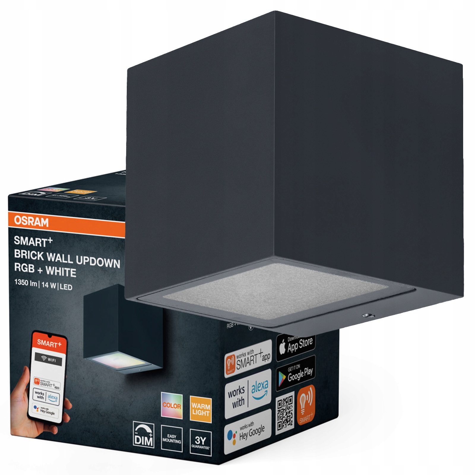 Záhradné nástenné svietidlo Vonkajšia Led lampa 14W 550lm 3000K IP44 Smart+ Wifi