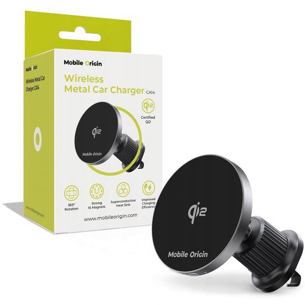 Uchwyt samochodowy Mobile Origin z ładowarką bezprzewodową 15W do kratki