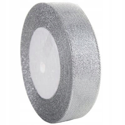 

Wstążka Tasiemka Brokatowa 12mm/22m Srebrna