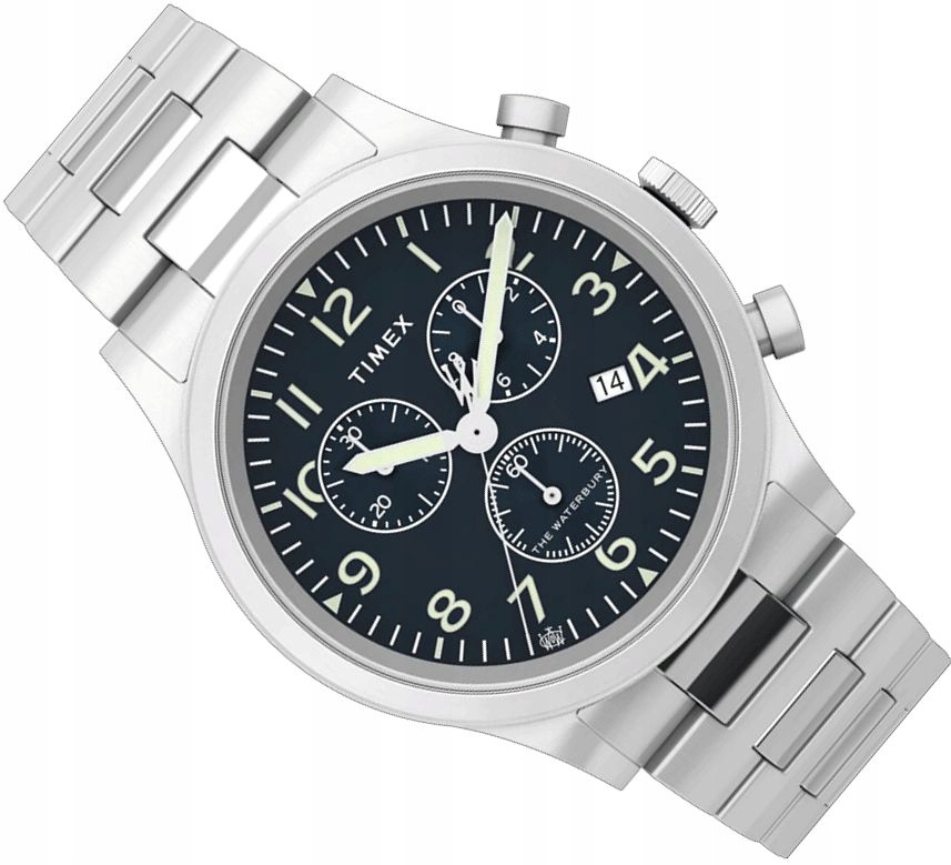 Pánské Hodinky Timex TW2W48200 Waterbury Chrono WR100 S Modrým Ciferníkem