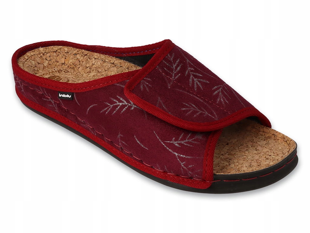 INBLU KAPCIE KLAPKI ODKRYTE PALCE DAMSKIE PROFILOWANE NA RZEPY NA KORKU 38