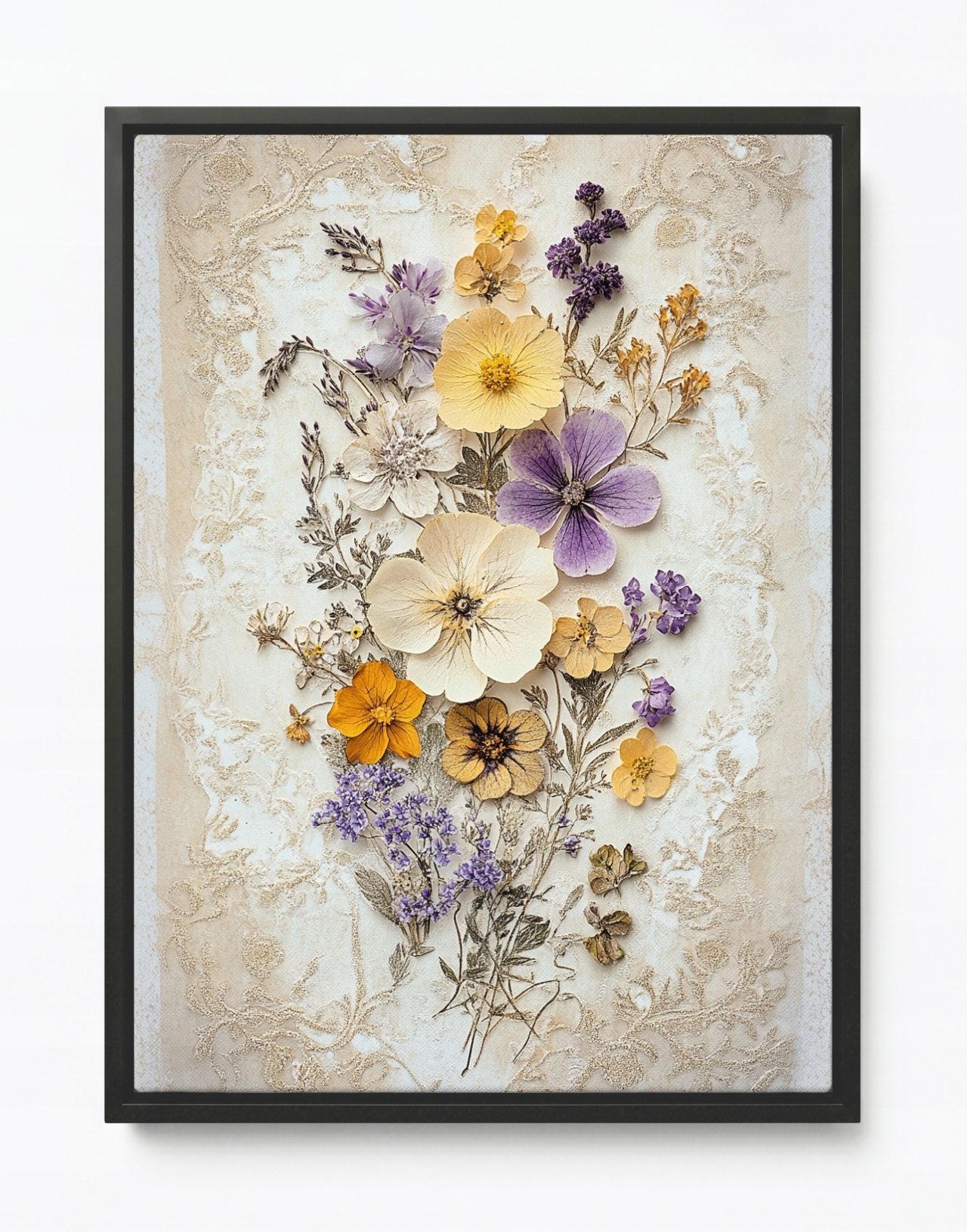 Obraz Rám Americký Box Dekorace Sušené Květiny Bylinky Herbarium 60x80