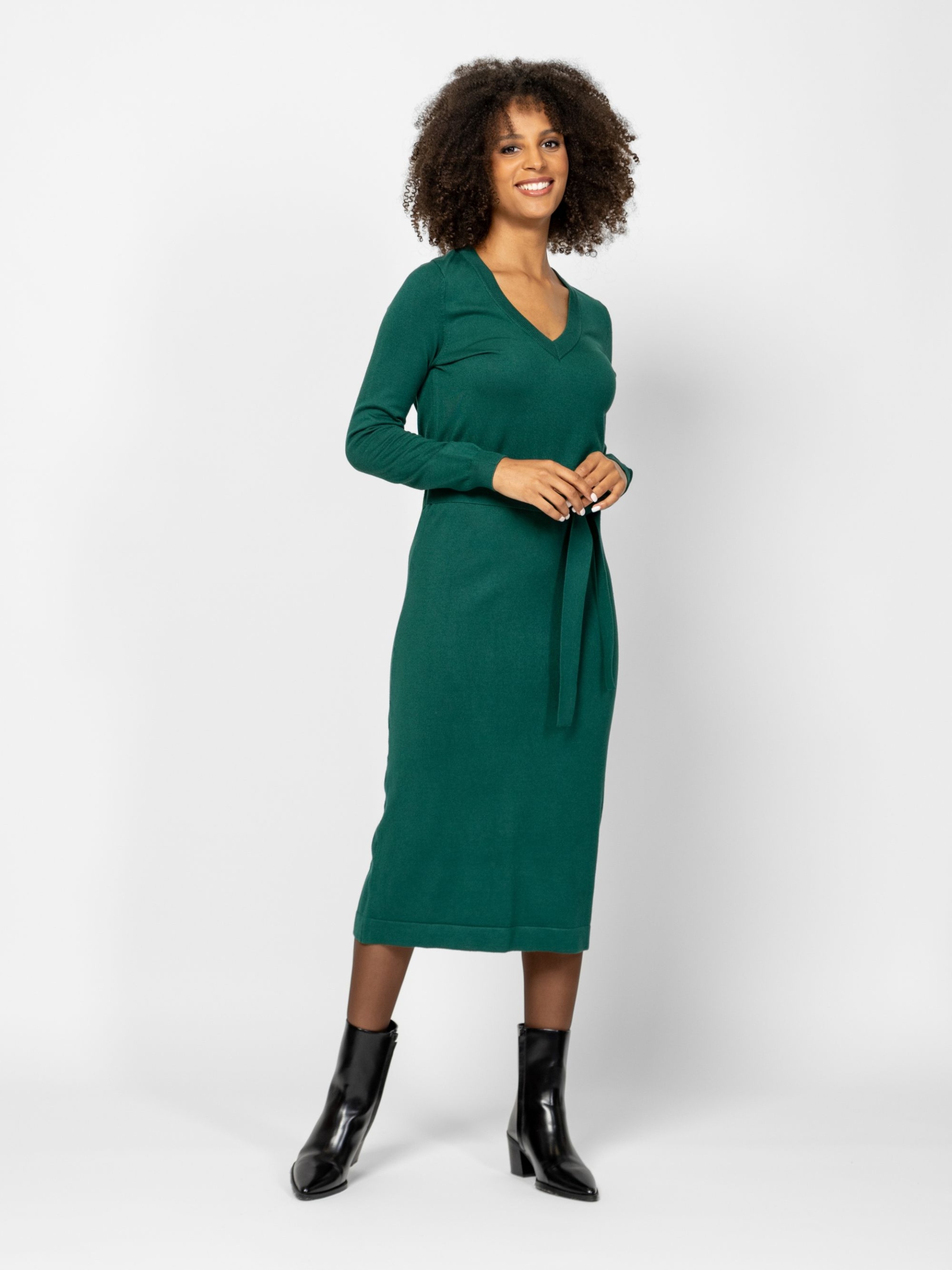 Heavy Tools Dámské Elegantní Šaty MIDI Hemme Green Tmavě Zelená XL