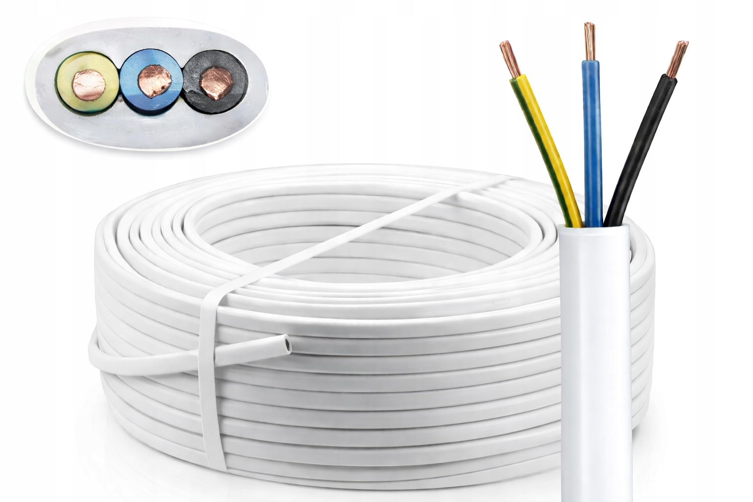 Przewód YDYp 3x1,5 750V kabel płaski miedziany elektryczny polski 100m