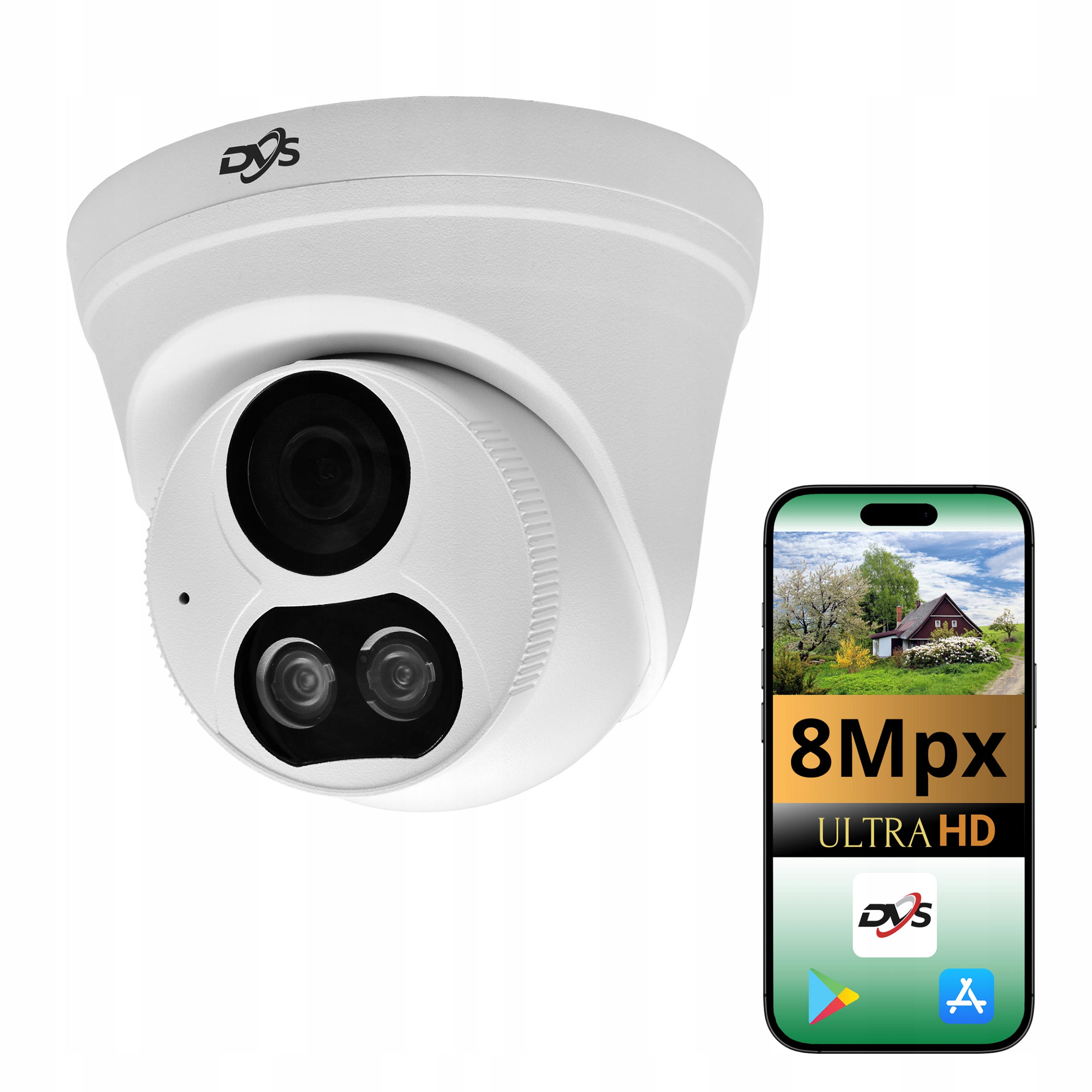 Kamera Na Monitorovanie Ip PoE 8MPX 4K Vonkajšia Kupolová Mikrofón Slot Sd