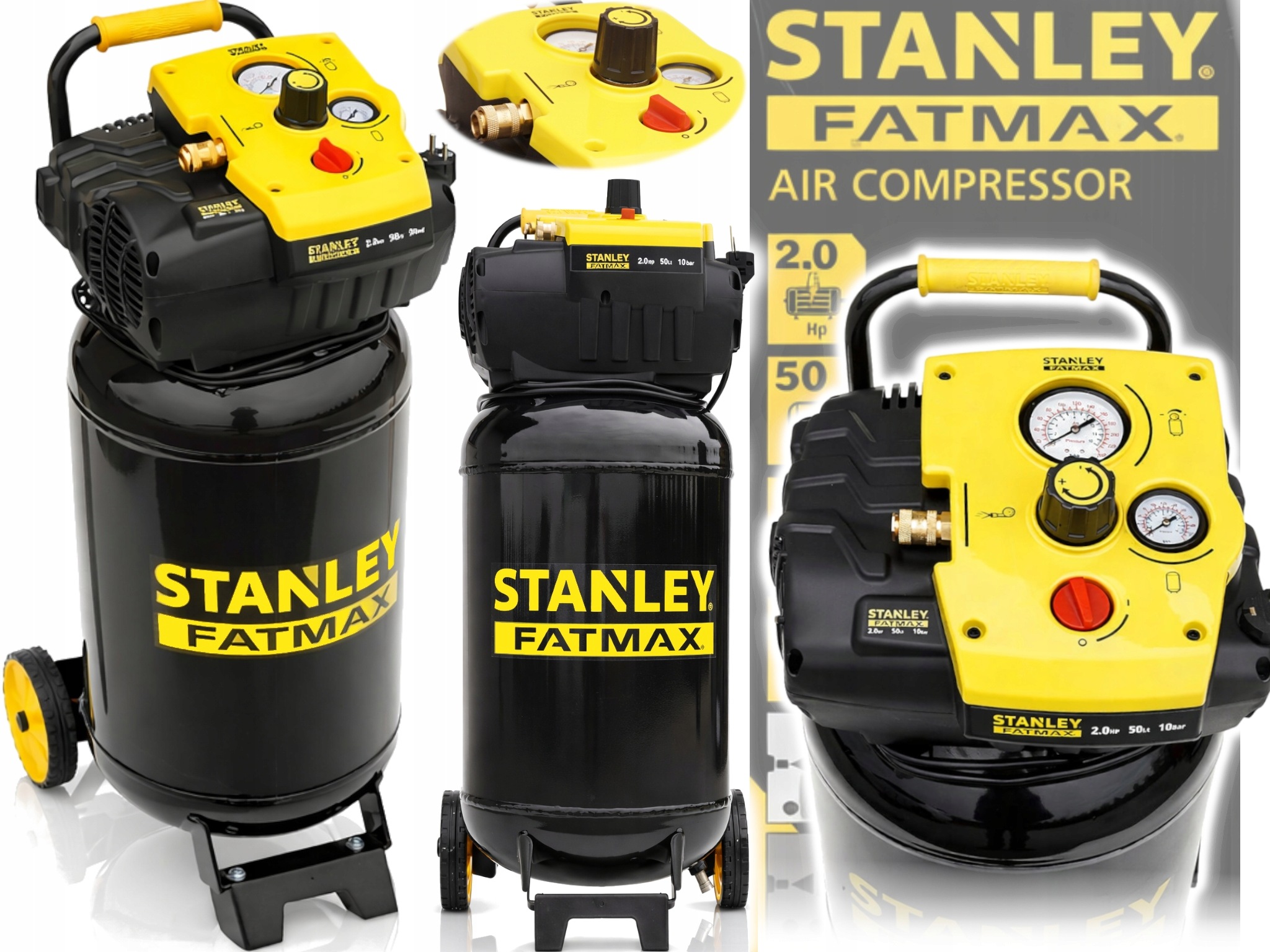 Stanley Fatmax Kompresor Bezolejowy Pionowy Tablet Sprężarka 50L 10bar