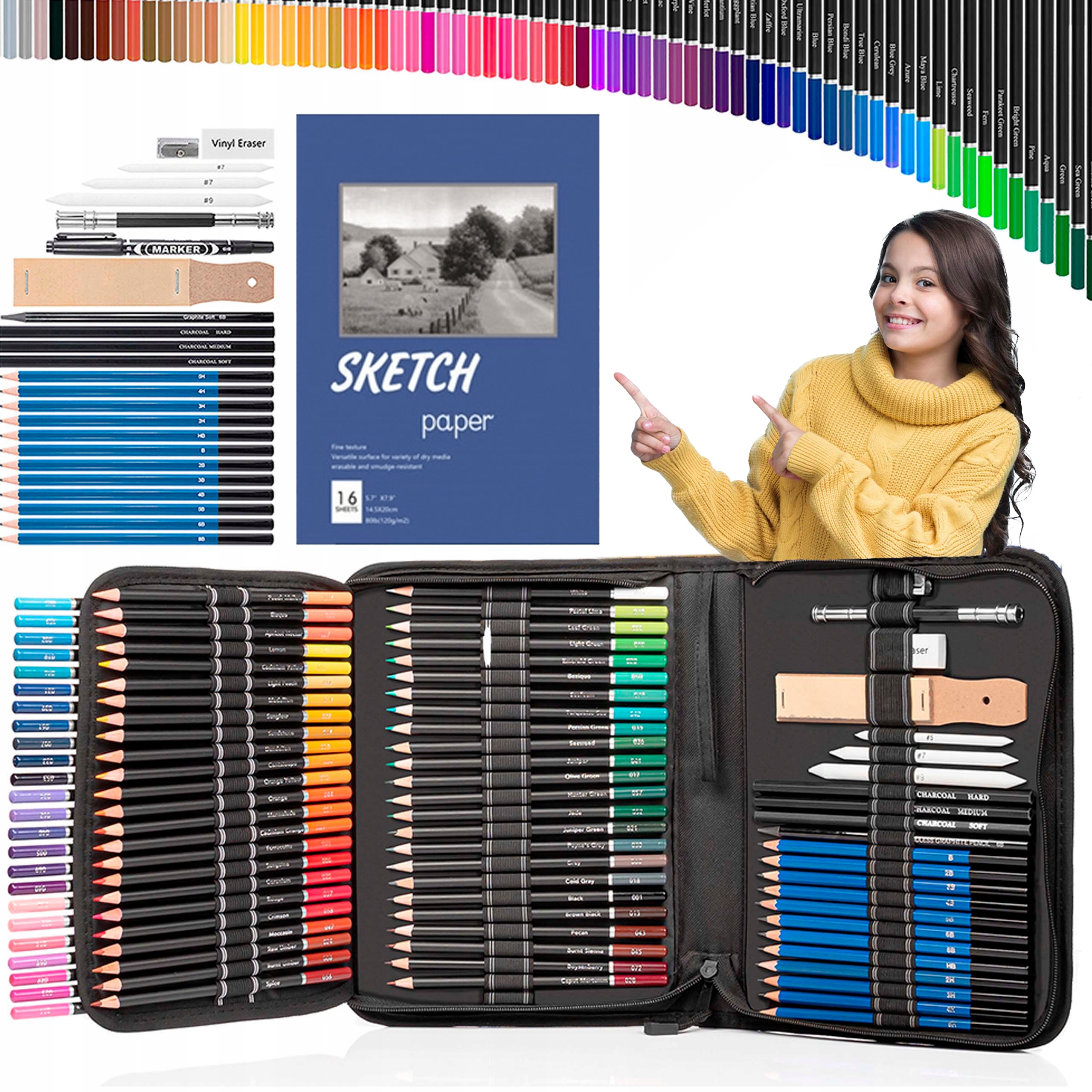 Sada Pastelky 96v1 Uhlíkové Profesionální skicování příslušenství