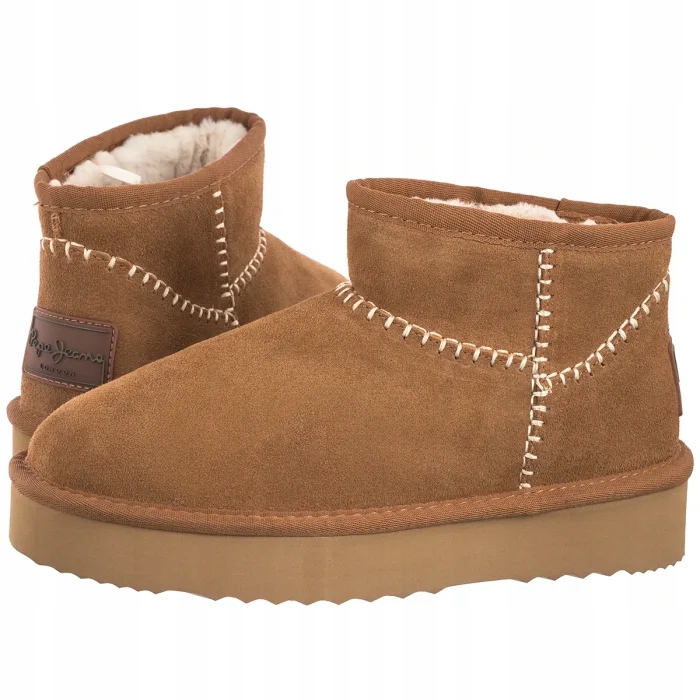 Kožené zateplené dámské boty Kotníkové Boty Pepe Jeans PLS500004 Hnědé