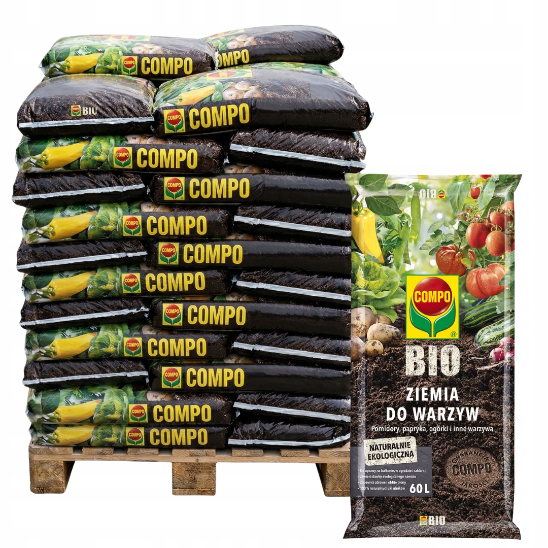Compo Bio Ziemia Do Warzyw 60L – Paleta 42 Sztuki Podłoże Ekologiczne