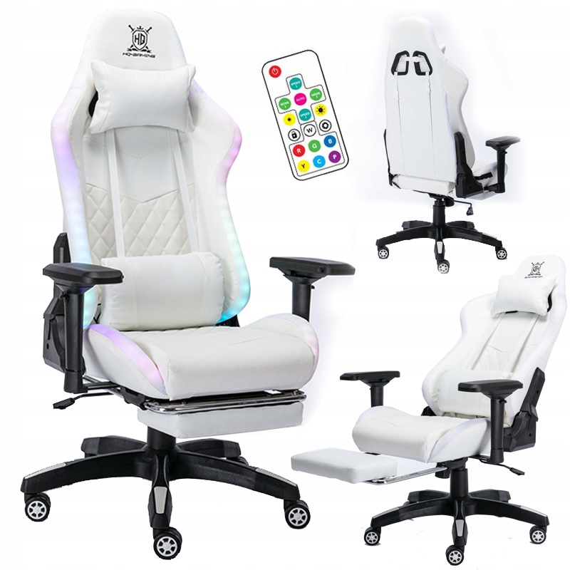 FOTEL GAMINGOWY BIUROWY KRZESŁO OBROTOWE GRACZA FOTEL RGB LED