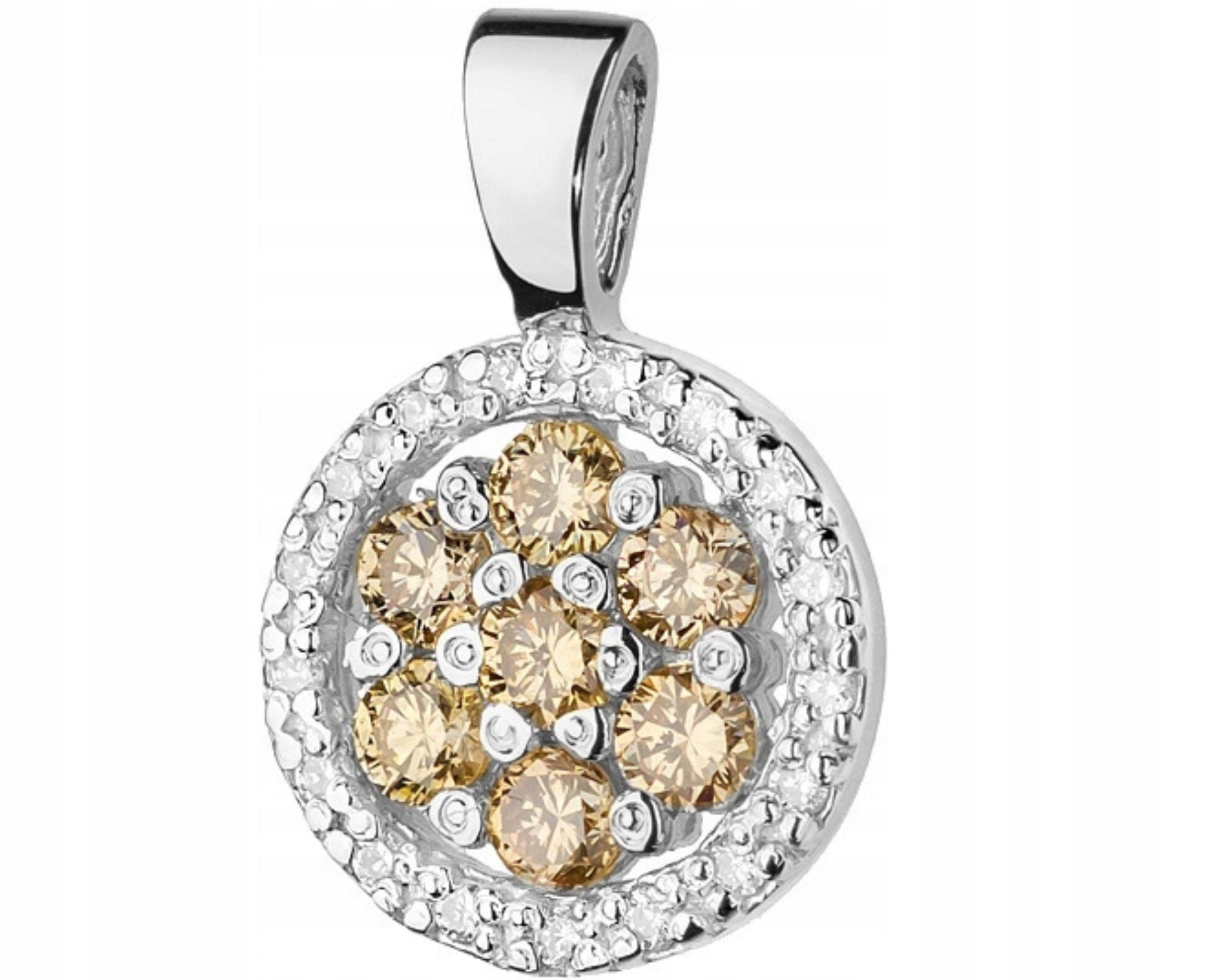Zlatý přívěsek s hnědými brilianty Bílé Zlato