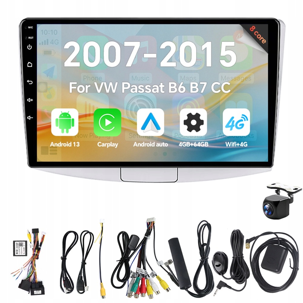2Din Android 13 autorádio pre Vw Passat B6 B7 CC 2007-2015 Carplay 4G 64G