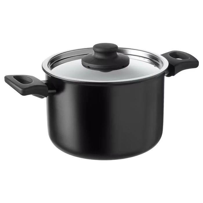 

Ikea garnek Hemlagad z pokrywką non-stick czarn 3l