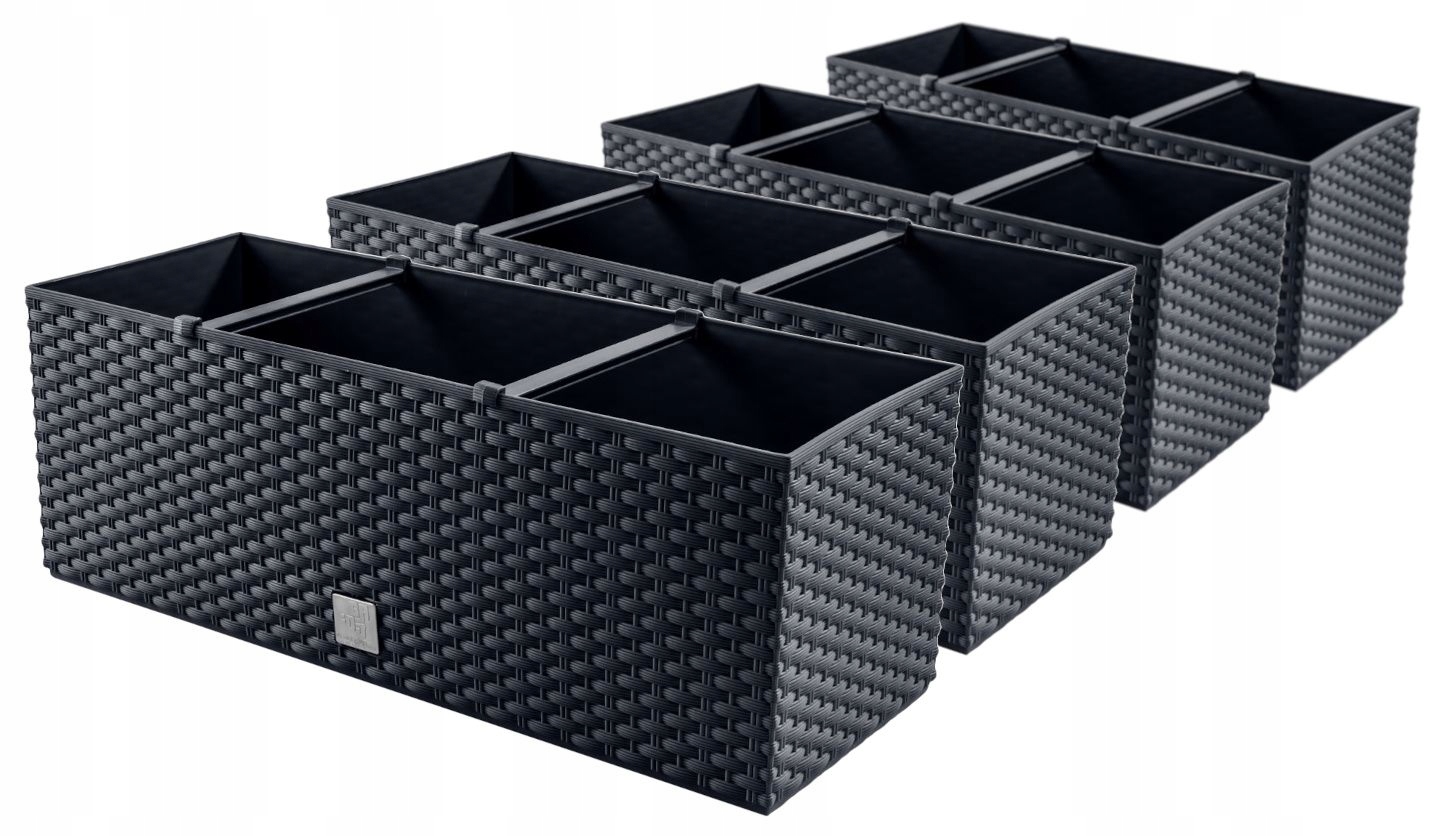 4x Donica balkonowa efekt rattanu DRT500 Antracyt