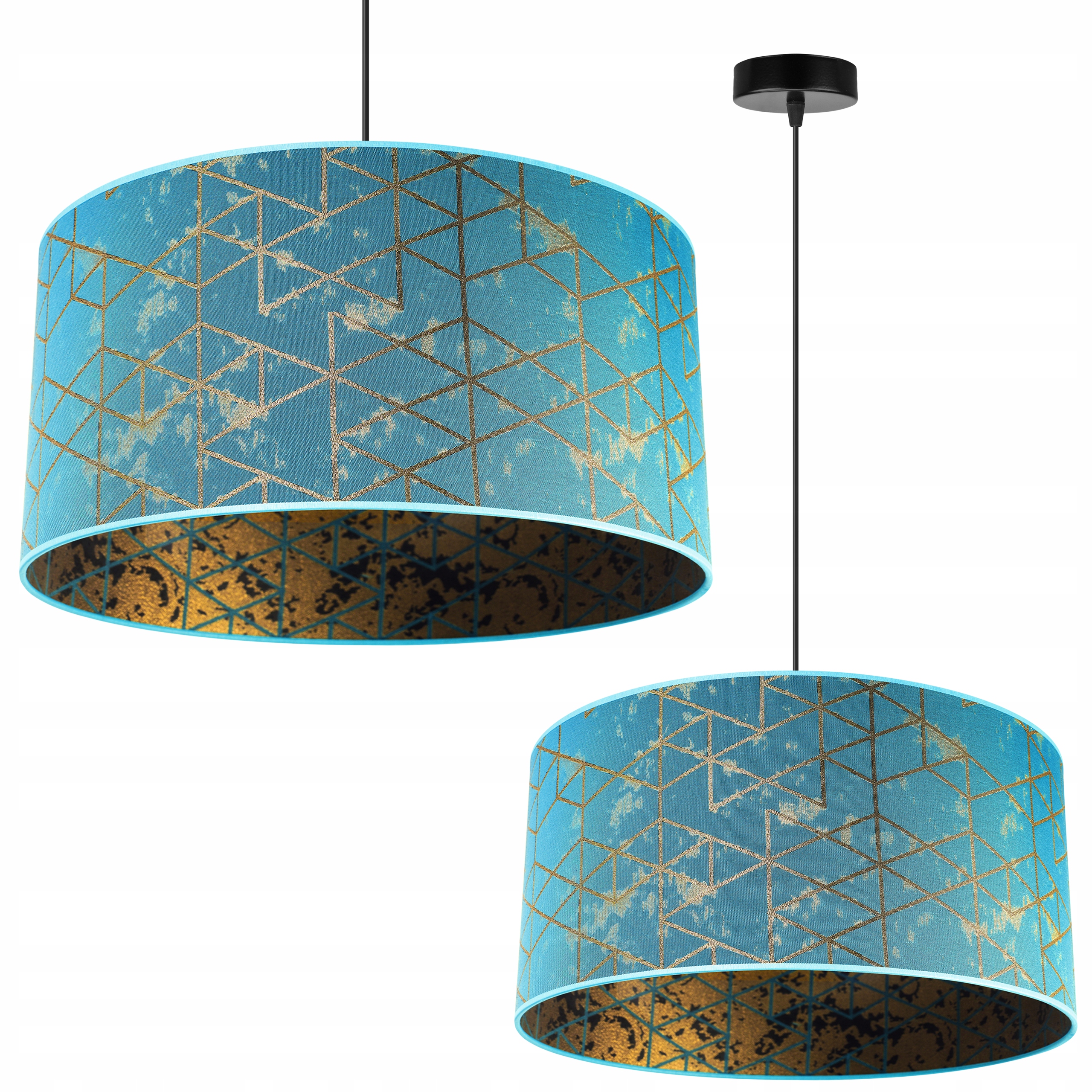 LAMPA WISZĄCA ŻYRANDOL SUFITOWA ABAŻUR ZŁOTY WZÓR