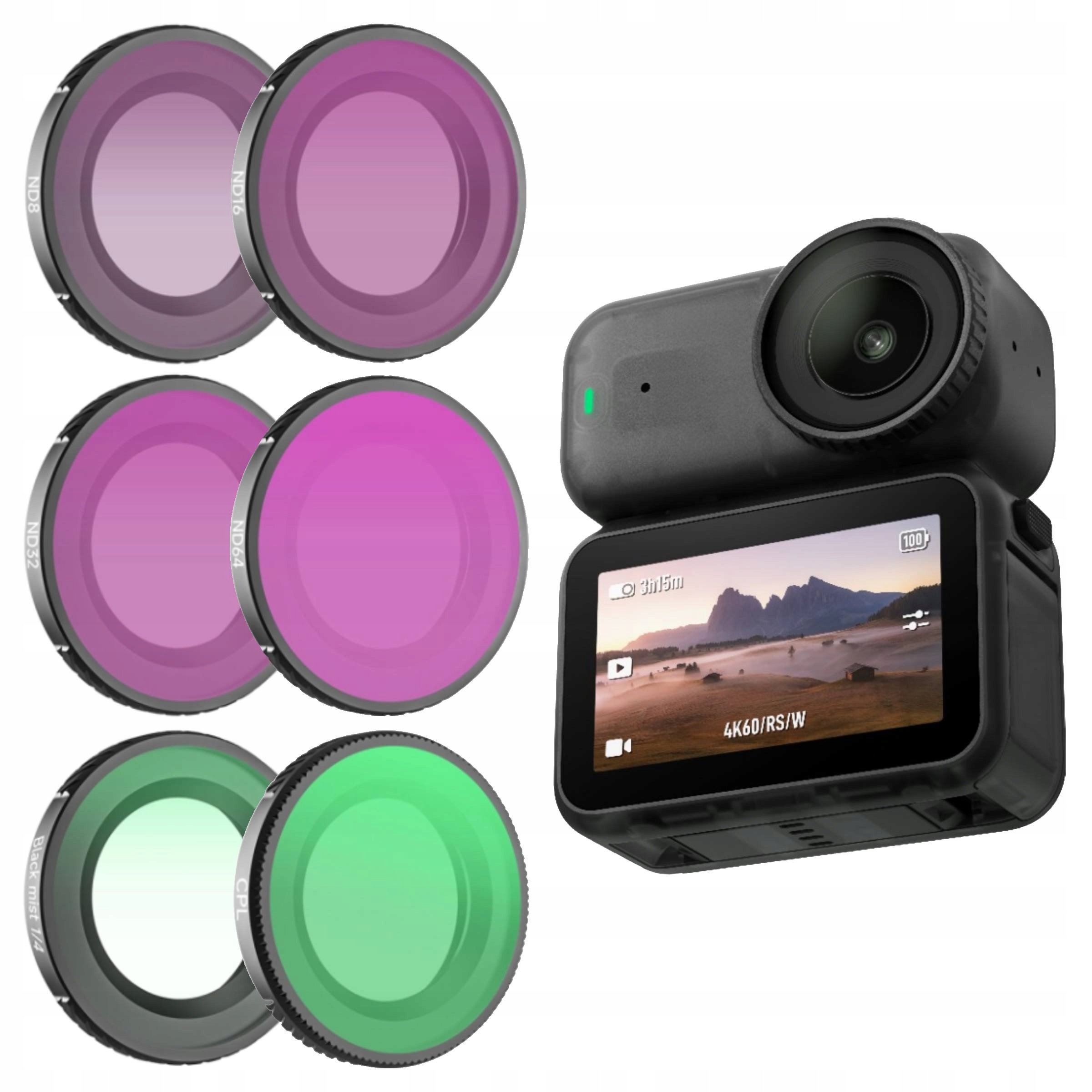 Sada 6 filtrů pro Dji Osmo Nano Cpl ND8 ND16 ND32 ND64 Black Mist 1/4