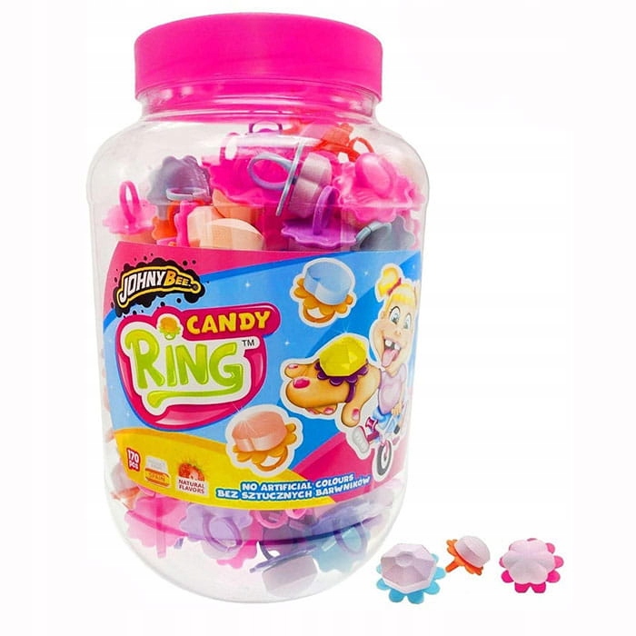 Levně Lízátko Pudrový Prstýnek Candy Ring Johny Bee 170 Ks