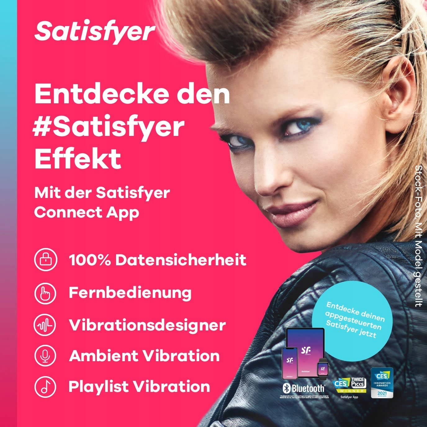 SATISFYER Tropical Tip Wibrator Bluetooth Klitoris Niebieski — miniatura 4