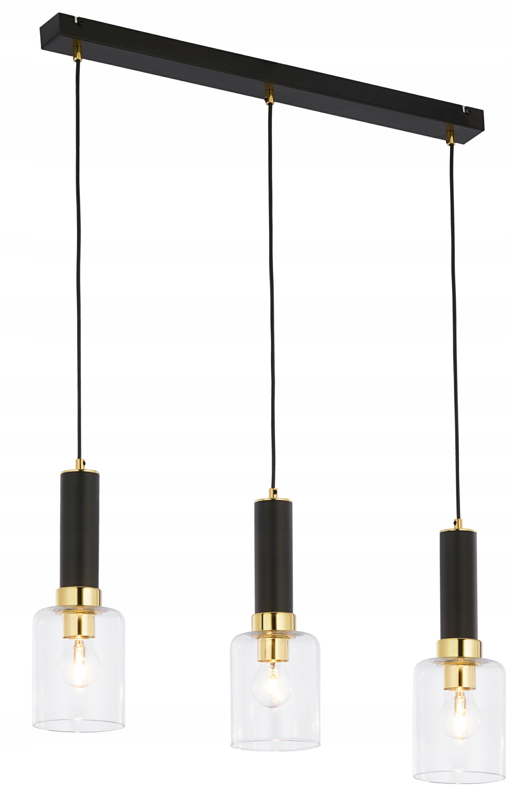 Závěsná lampa Tuluza Černá Zlatá Skleněná Stínidla 3xE27 Stropní Svítidlo Dům