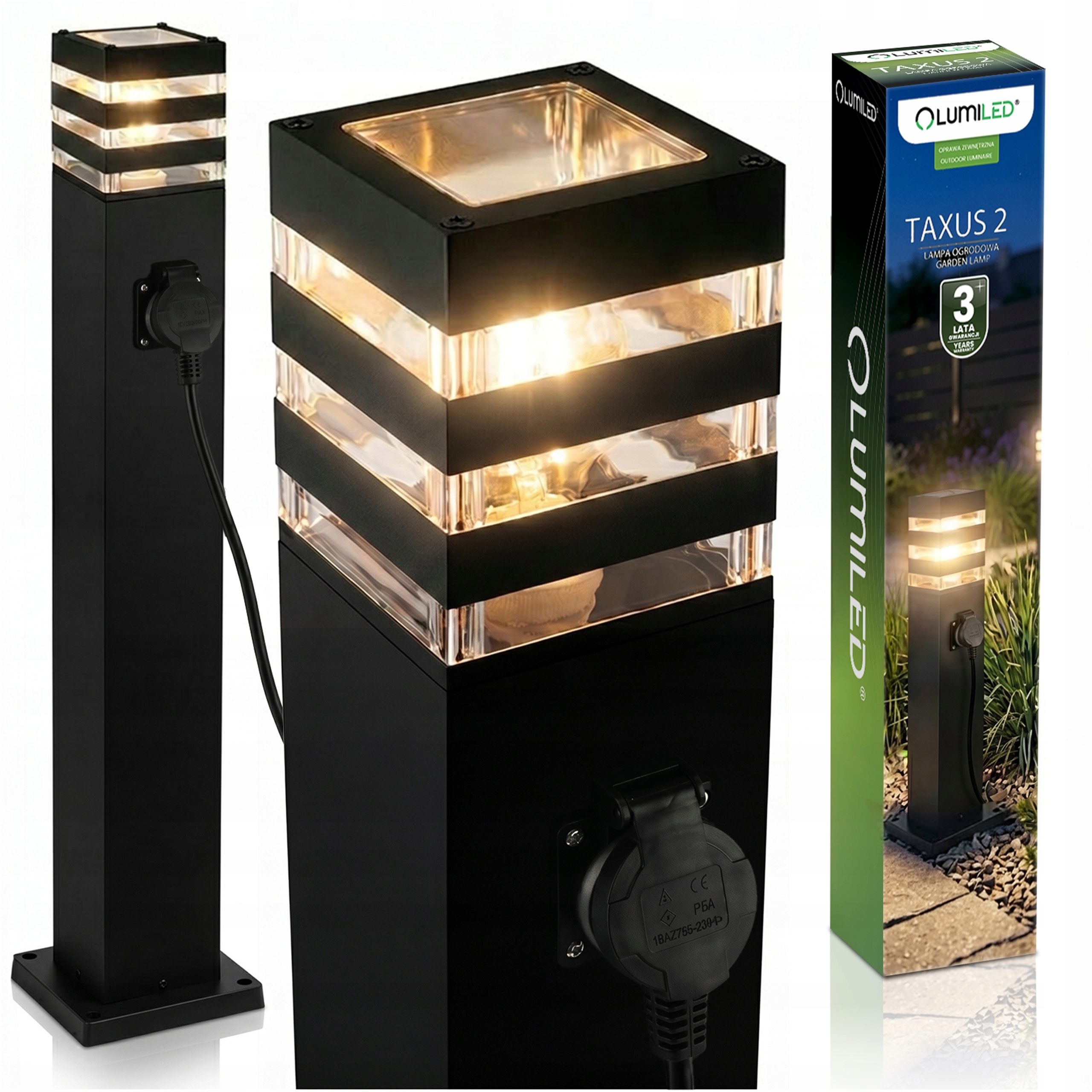 Lampa Ogrodowa Słupek 60cm Zewnętrzny Stojący Żarówka E27 Led Gniazdo 230V