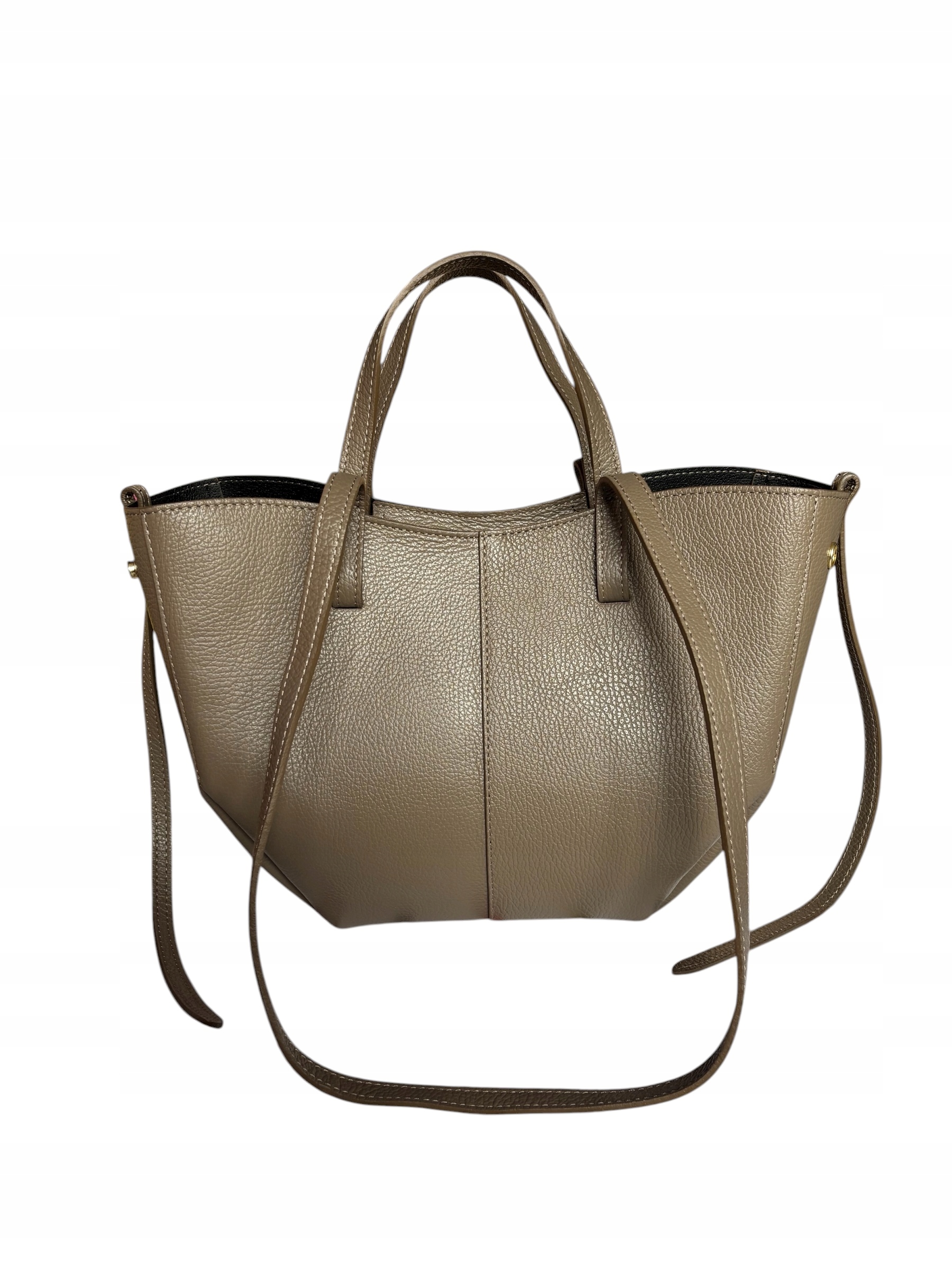 Torebka damska Vera Pelle Shopperka na ramię i do ręki Skóra Taupe Midi